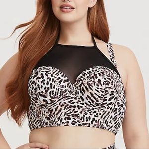 Torrid Underwire Push-Up High Neck Bikini Top Size 5X Leopard Print